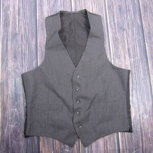Suit Vest Mens M Gray Striped 5-Button Classic Fit 3 Piece Formal Waistcoat